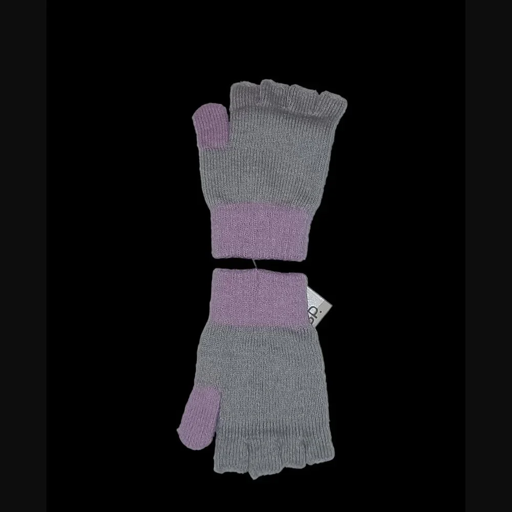 BP Nordstrom Gray Orchid Bouquet Purple Convertible Finger Less Gloves Mittens